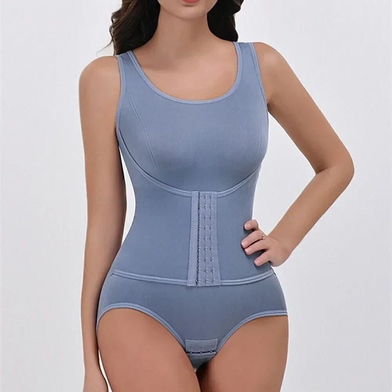 Women Tummy Control Bodysuit Shapewear With Zipper Belt 3