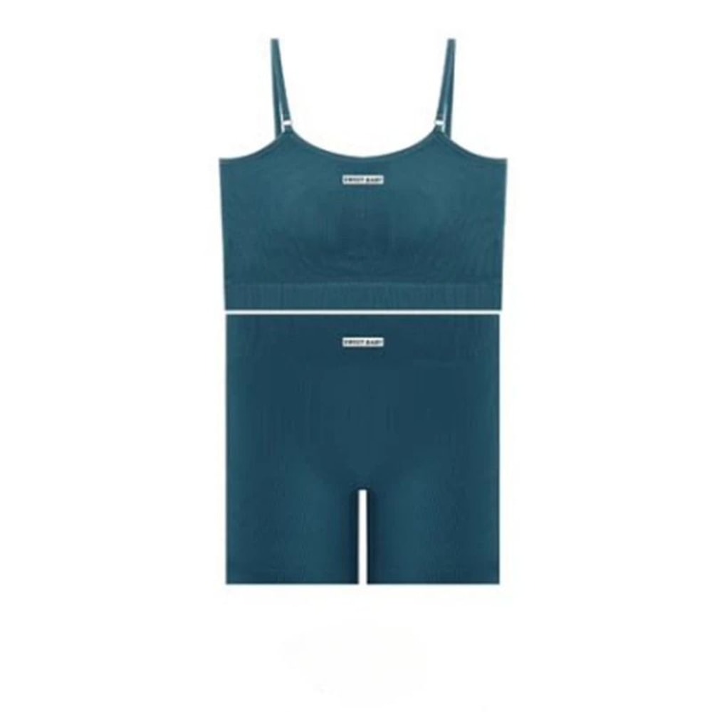 Women Seamless Yoga Wear Set With Halter Vest And Pants 10