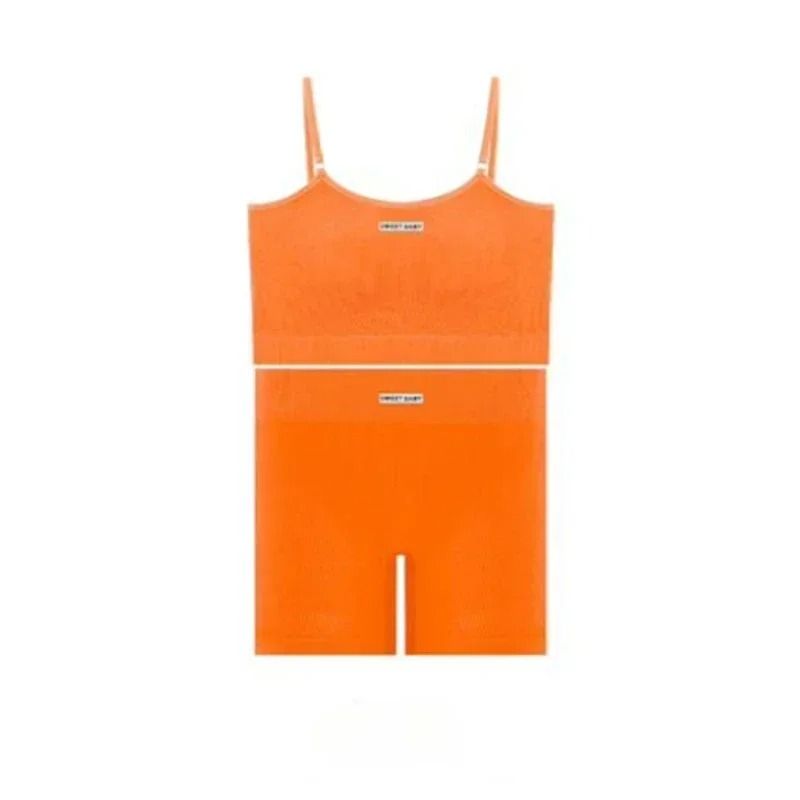 Women Seamless Yoga Wear Set With Halter Vest And Pants 3