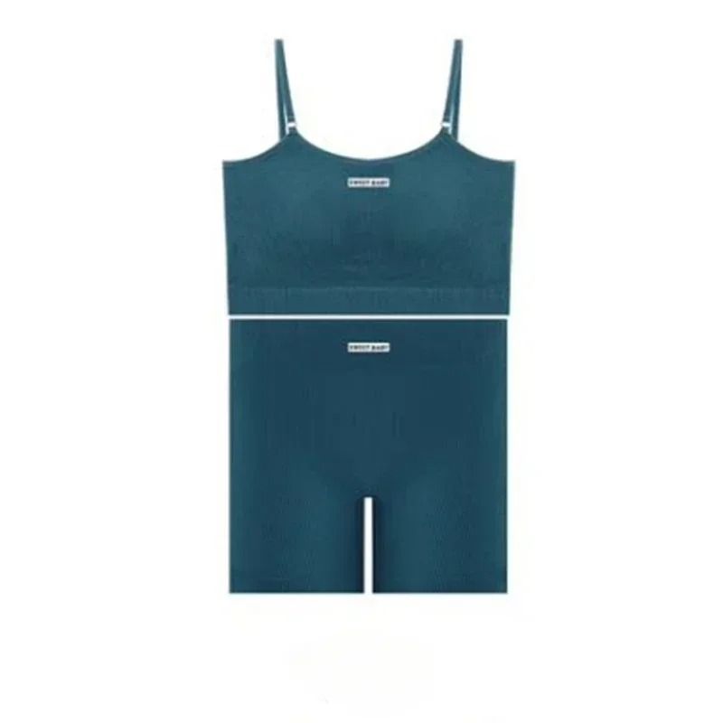 Women Seamless Yoga Wear Set With Halter Vest And Pants 6