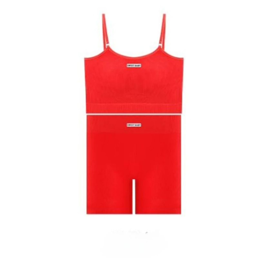 Women Seamless Yoga Wear Set With Halter Vest And Pants 7