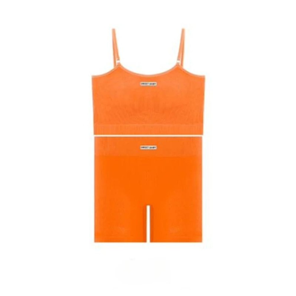 Women Seamless Yoga Wear Set With Halter Vest And Pants 8