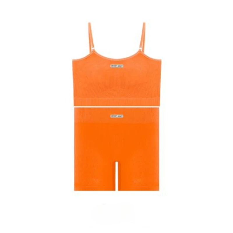 Women Seamless Yoga Wear Set With Halter Vest And Pants 8