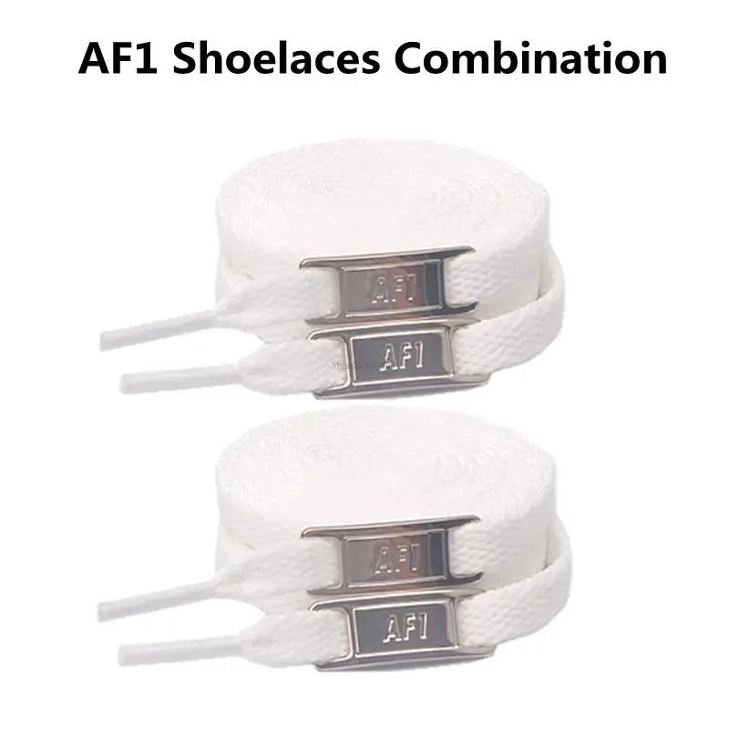 White Flat Shoelace Set With Lace Buckle Accessories 1