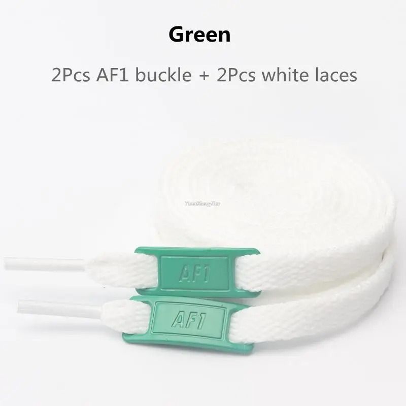 White Flat Shoelace Set With Lace Buckle Accessories 6