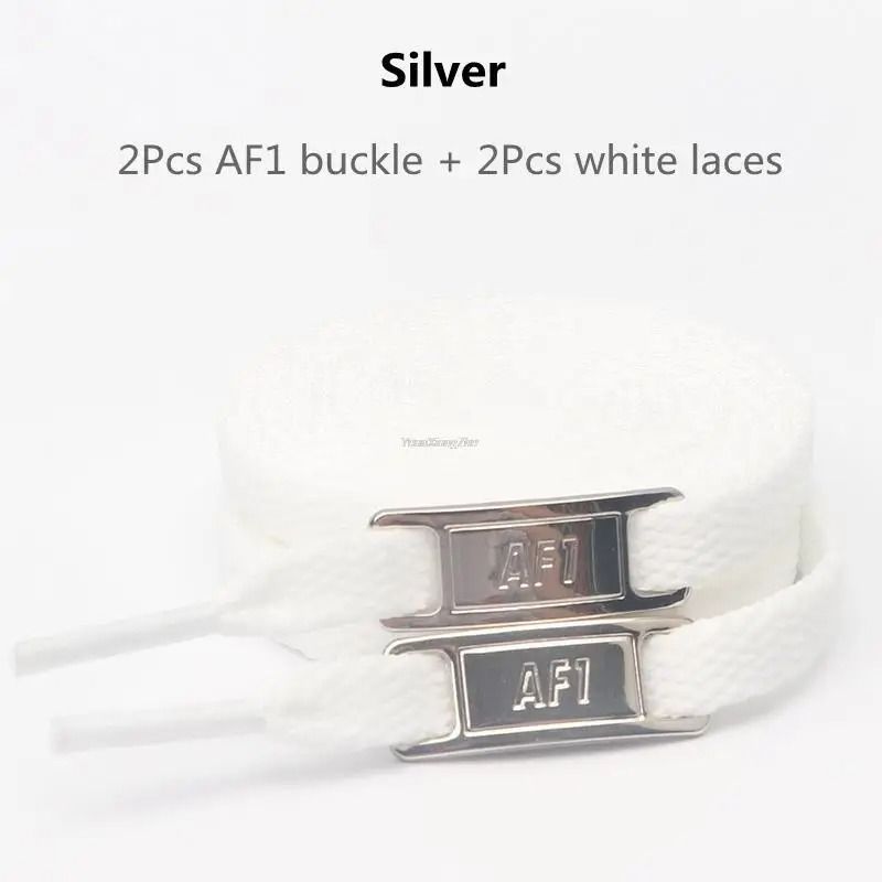 White Flat Shoelace Set With Lace Buckle Accessories 9