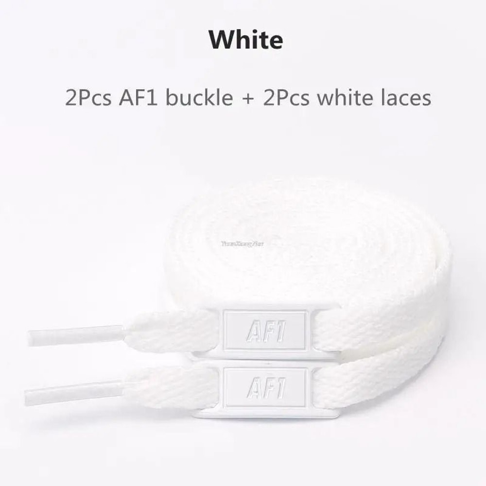 White Flat Shoelace Set With Lace Buckle Accessories 14