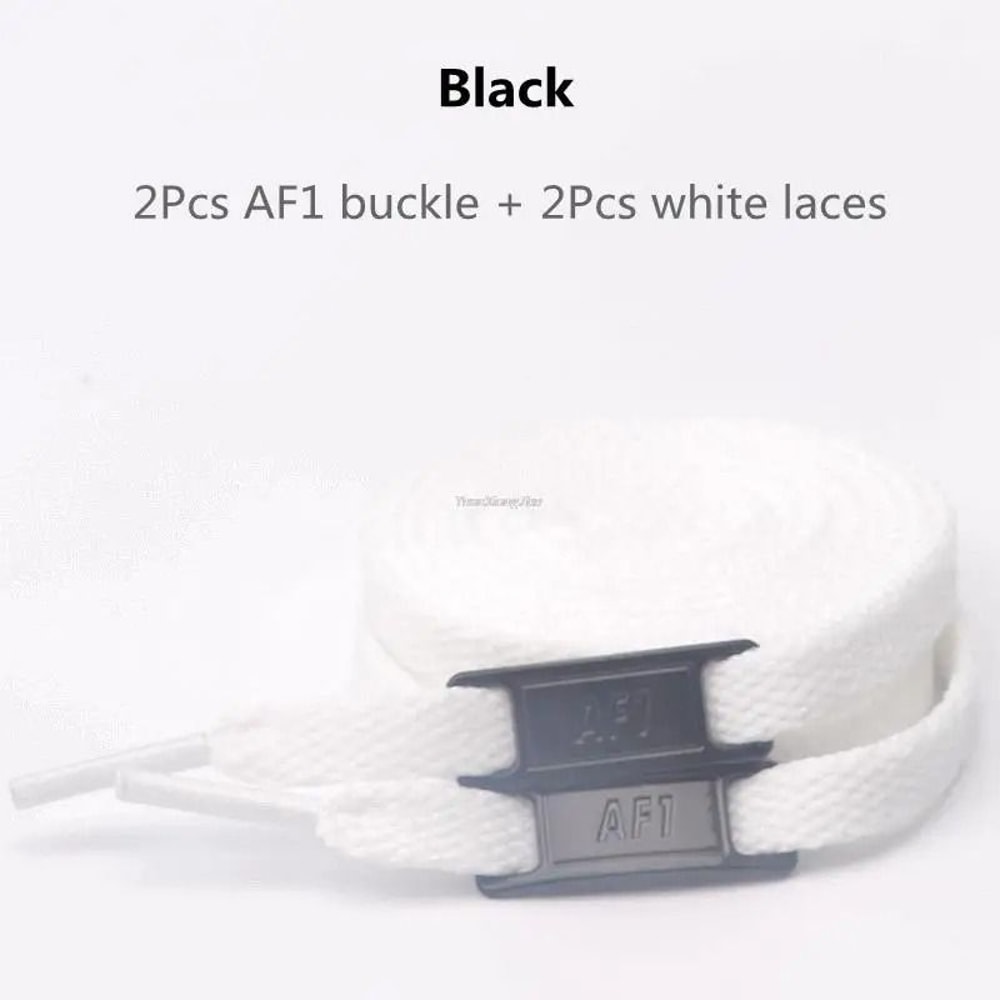 White Flat Shoelace Set With Lace Buckle Accessories 15