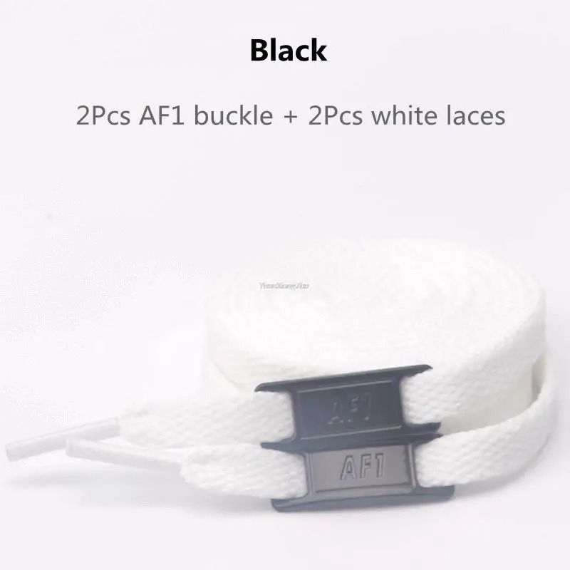 White Flat Shoelace Set With Lace Buckle Accessories 15