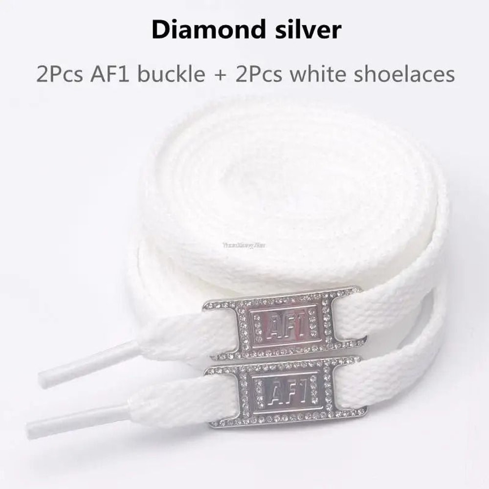 White Flat Shoelace Set With Lace Buckle Accessories 7