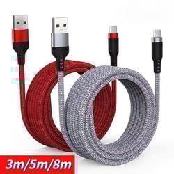extra long usb c fast charging cable nylon braided 6a data wire