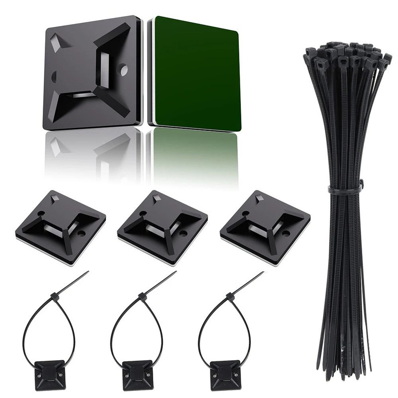 Nylon Self Adhesive Cable Tie Organizer Set Reusable Wire Management Fixers 1