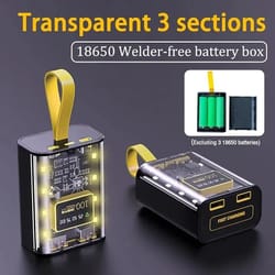 18650 power bank case with dual usb output and night light diy battery storage box