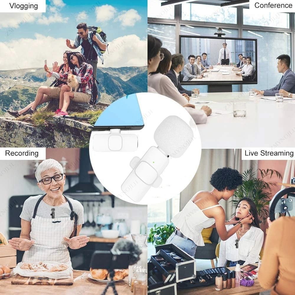 Wireless Lavalier Microphone Portable Mini Audio Recording Mic For Phone And Camera 3