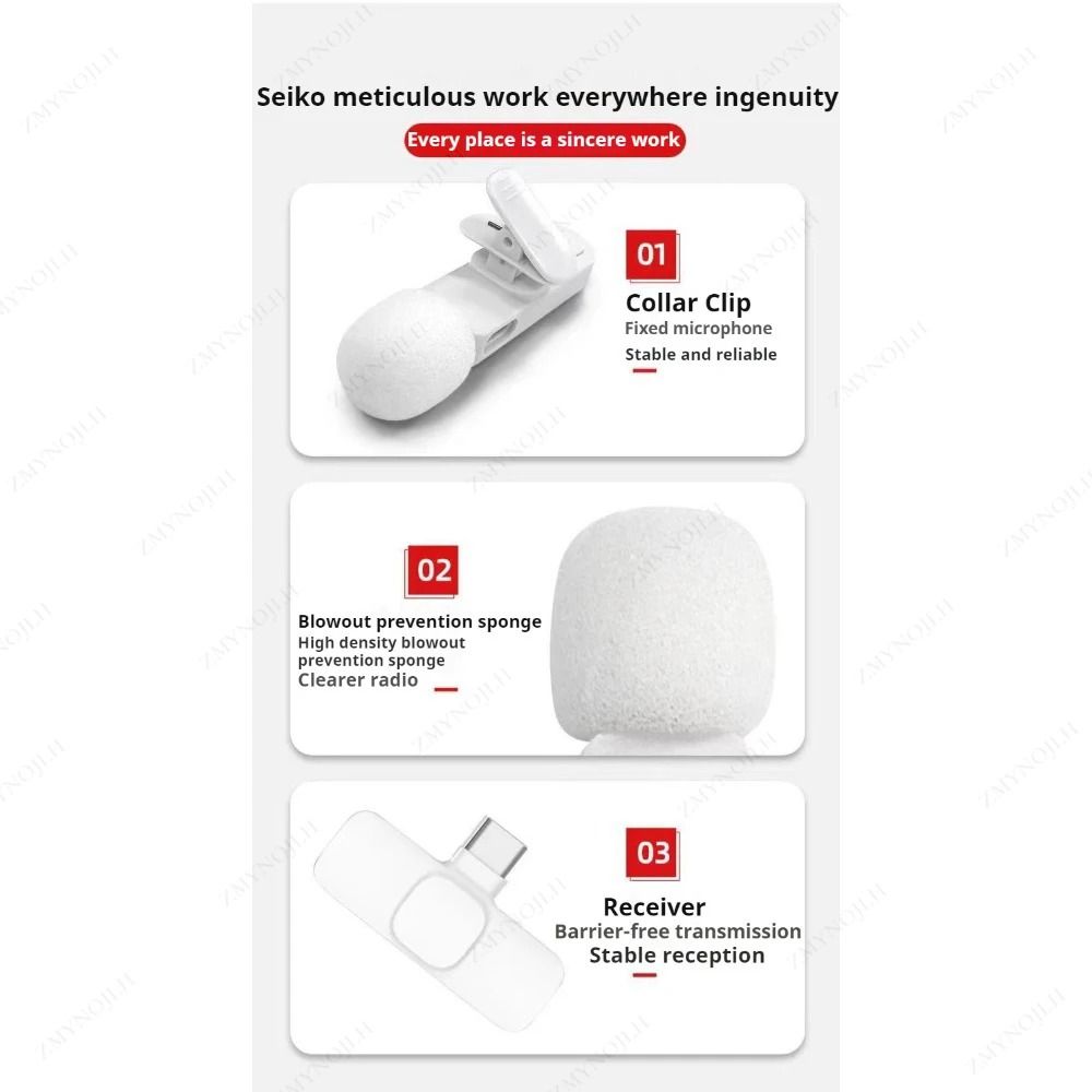 Wireless Lavalier Microphone Portable Mini Audio Recording Mic For Phone And Camera 4