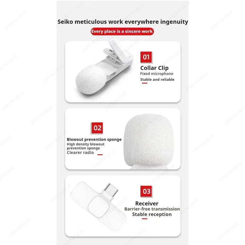 Wireless Lavalier Microphone Portable Mini Audio Recording Mic For Phone And Camera 4