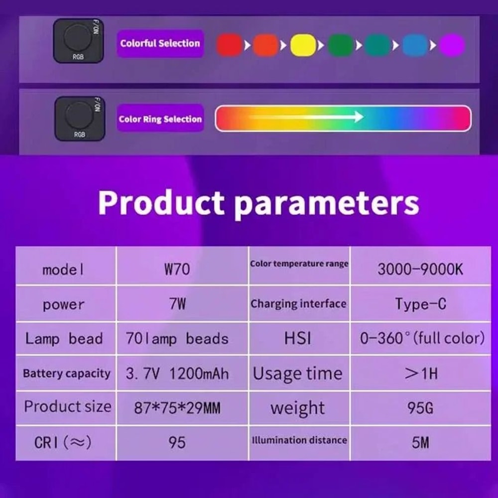 Mini RGB Adjustable LED Fill Light Portable Selfie And Photography Light 6