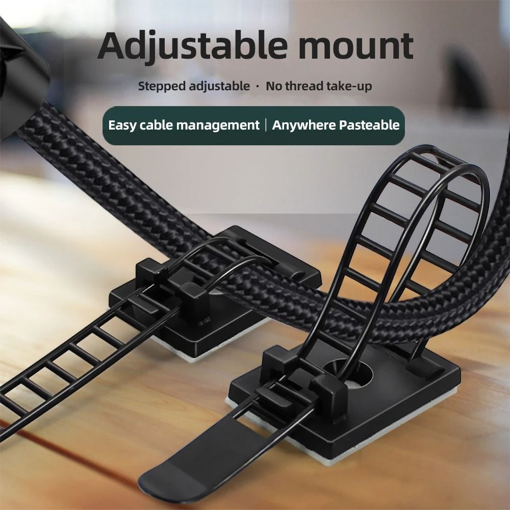 Cable Tie Wire Management Clips Adjustable Cable Organizer Set 10 Piece 2
