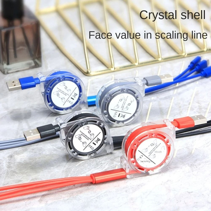 3 In 1 Retractable USB Charging Cable Fast Charger For IPhone Android And Type C Devices 1