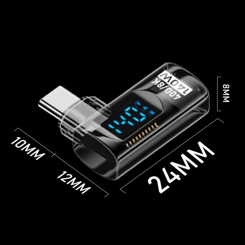 90 Degree USB C Adapter Right Angle Type C Adapter 40Gbps 140W USB4 8K Video 4