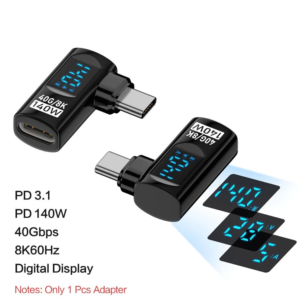 90 Degree USB C Adapter Right Angle Type C Adapter 40Gbps 140W USB4 8K Video 7