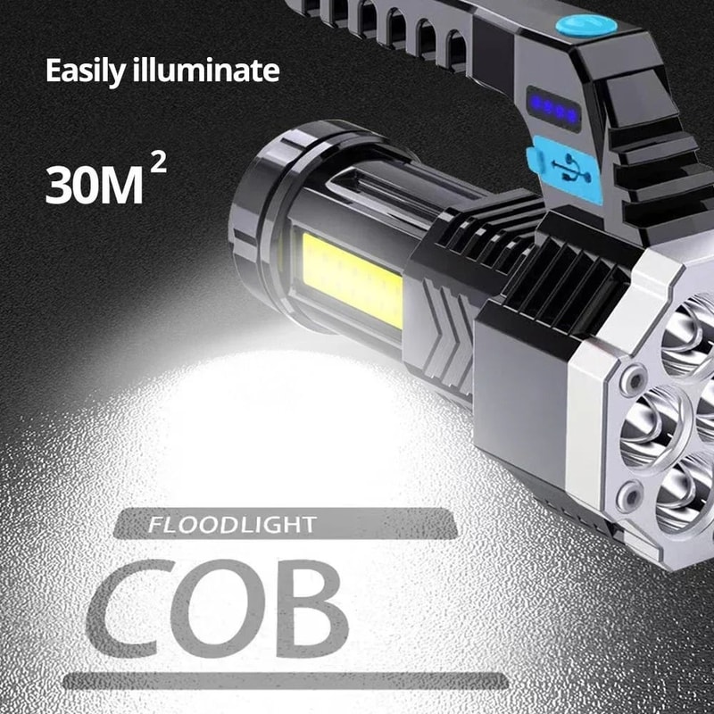 High Power Rechargeable LED Flashlight With Side Light For Outdoor Use 2