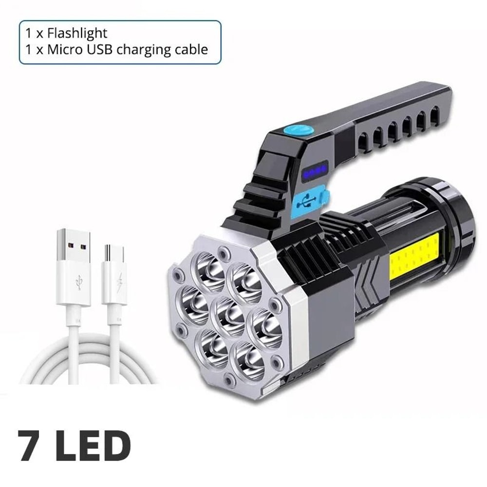 High Power Rechargeable LED Flashlight With Side Light For Outdoor Use 6