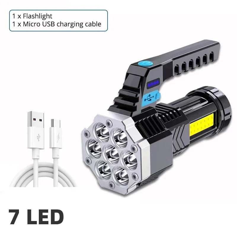 High Power Rechargeable LED Flashlight With Side Light For Outdoor Use 6