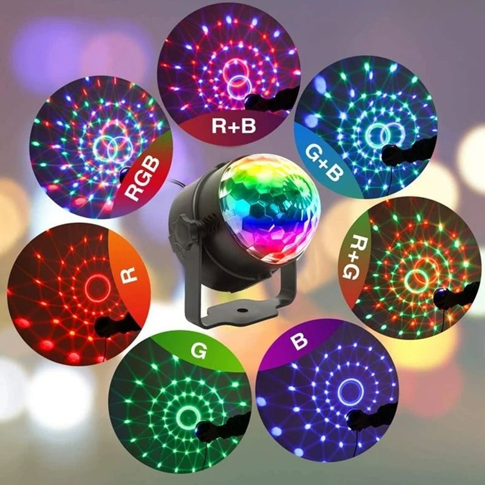 LED Stage Disco Light Rotating RGB Party Lamp With Sound Activation 5