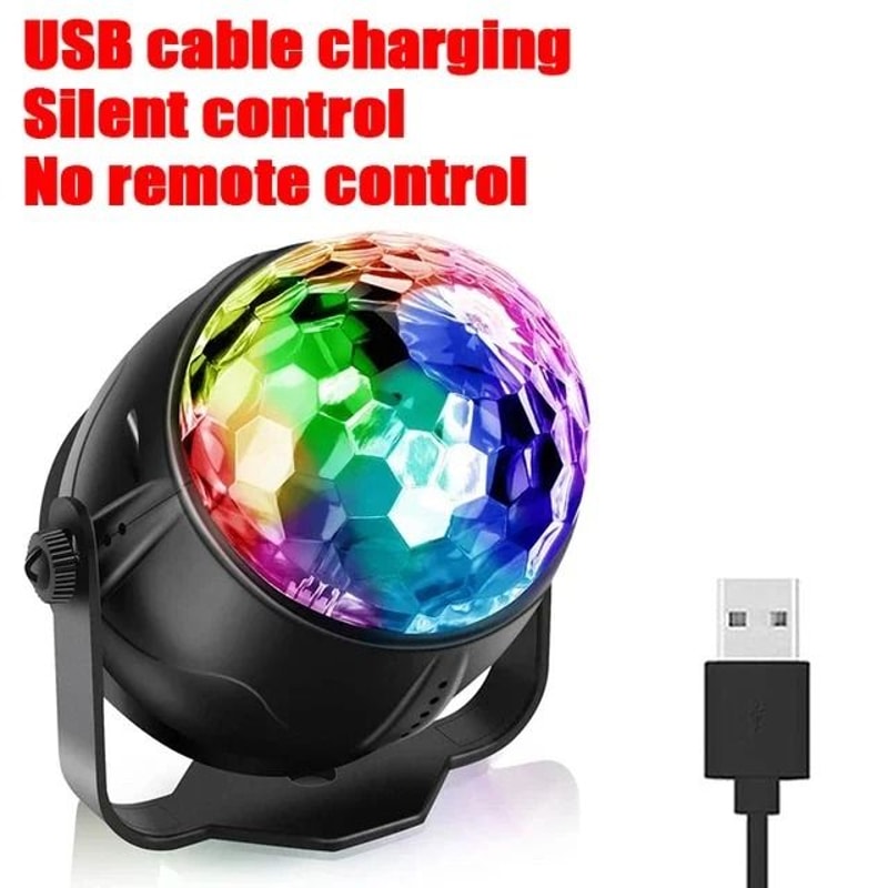 LED Stage Disco Light Rotating RGB Party Lamp With Sound Activation 7