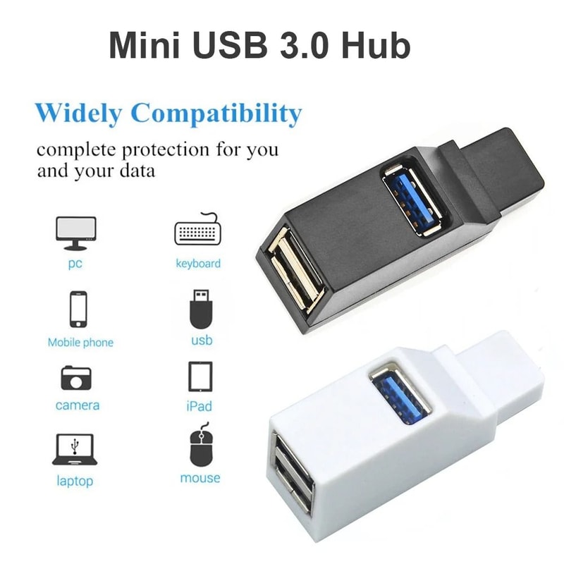 USB Hub Adapter Mini Splitter With Three Ports For PC And Laptop 2