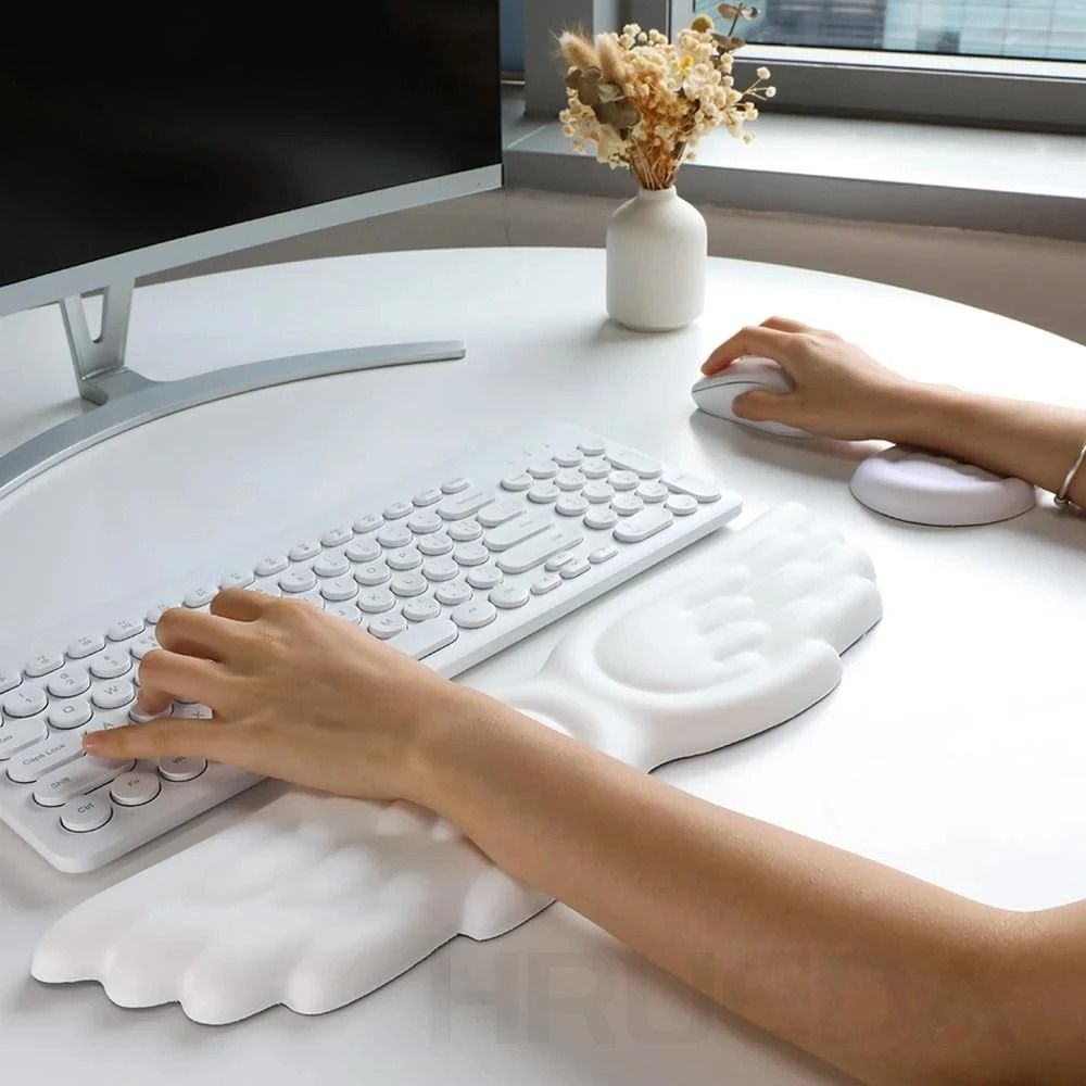 Keyboard Mouse Wrist Rest Angel Wing Memory Foam Support Set 1
