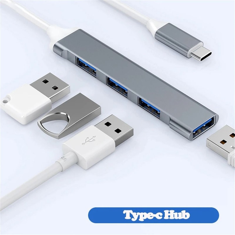 USB Hub 4 Port High Speed Multiport Splitter With Type C And USB A Connector 3