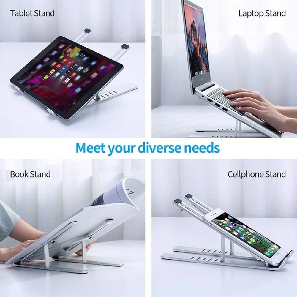 Adjustable Aluminum Laptop Stand Foldable Cooling Riser With Non Slip Support 3