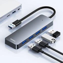 usb hub 4 port high speed multi splitter adapter with compact abs body