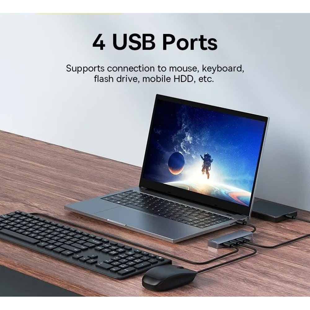 USB Hub 4 Port High Speed Multi Splitter Adapter With Compact ABS Body 1