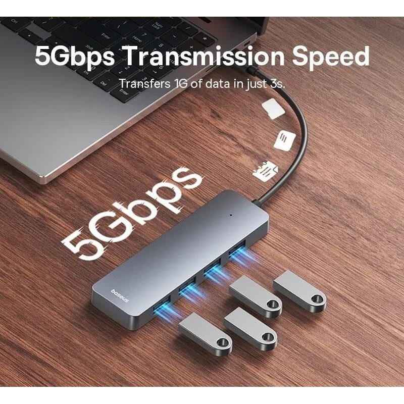 USB Hub 4 Port High Speed Multi Splitter Adapter With Compact ABS Body 4