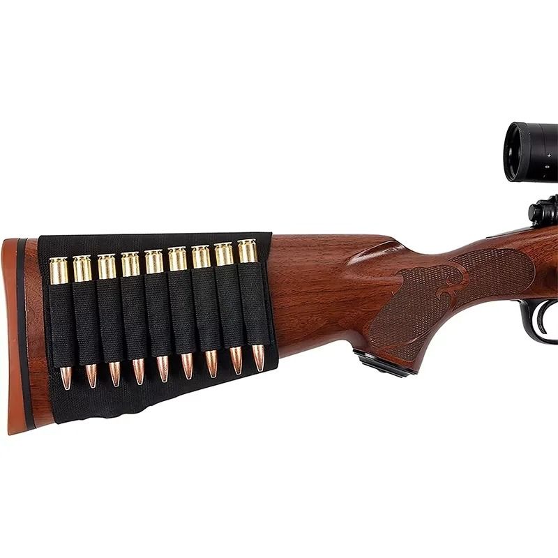 9 Hole Elastic Rifle Ammo Holder Buttstock Cartridge Sleeve 0