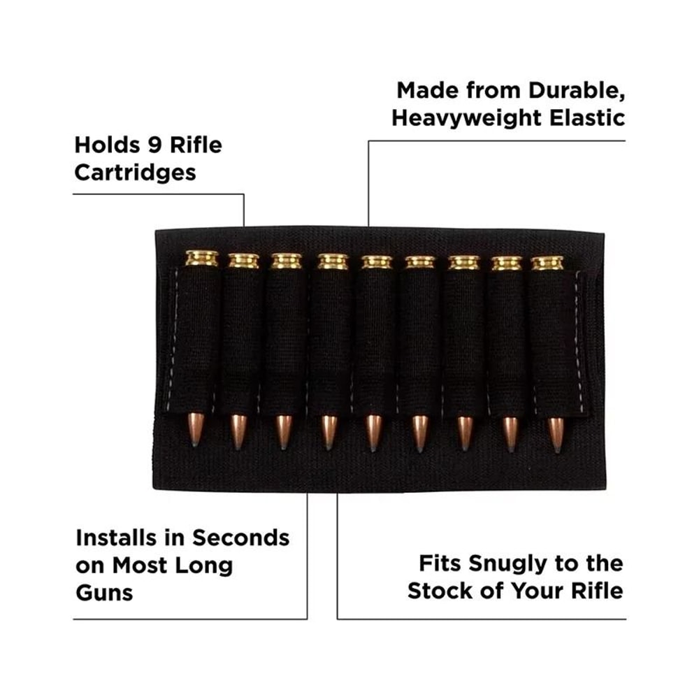 9 Hole Elastic Rifle Ammo Holder Buttstock Cartridge Sleeve 3
