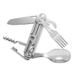 multifunctional stainless steel survival tool card with knife, saw and rope cutter
