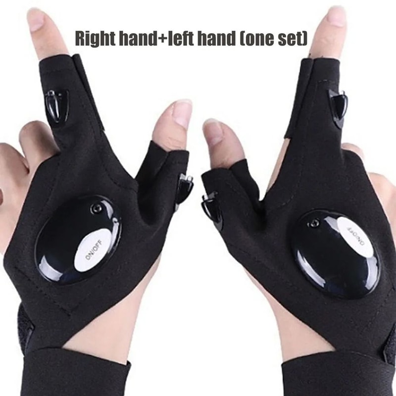 Cycling Gloves With Lights LED Fingerless Outdoor Utility Gloves 9