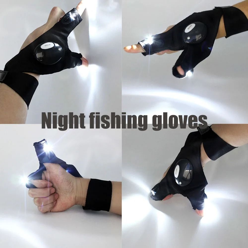Cycling Gloves With Lights LED Fingerless Outdoor Utility Gloves 1