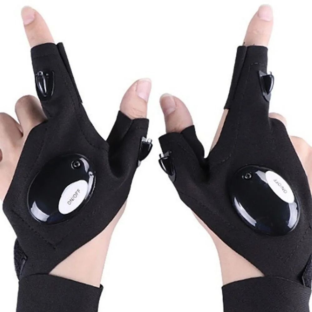 Cycling Gloves With Lights LED Fingerless Outdoor Utility Gloves 6