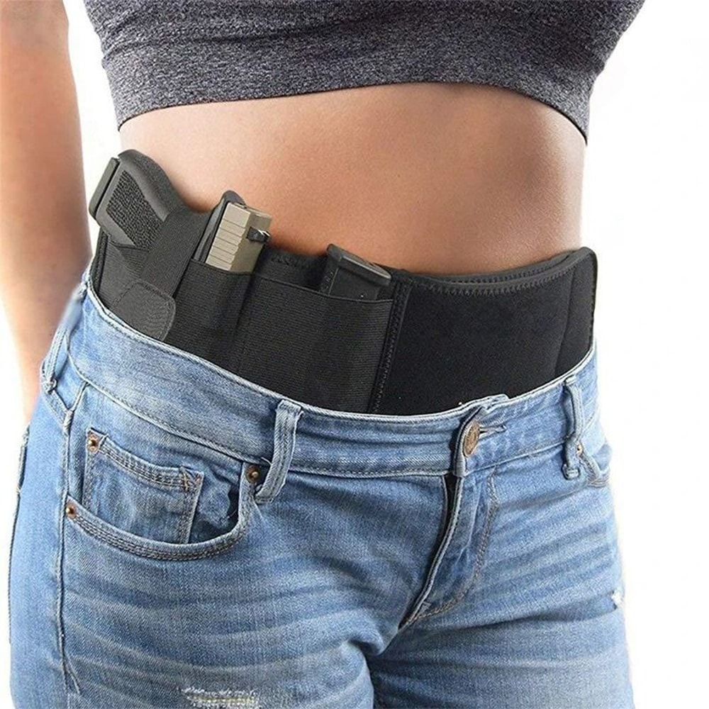 Tactical Pistol Holster Right Hand Elastic Belt Band Concealed Carry Waistband Holster 0