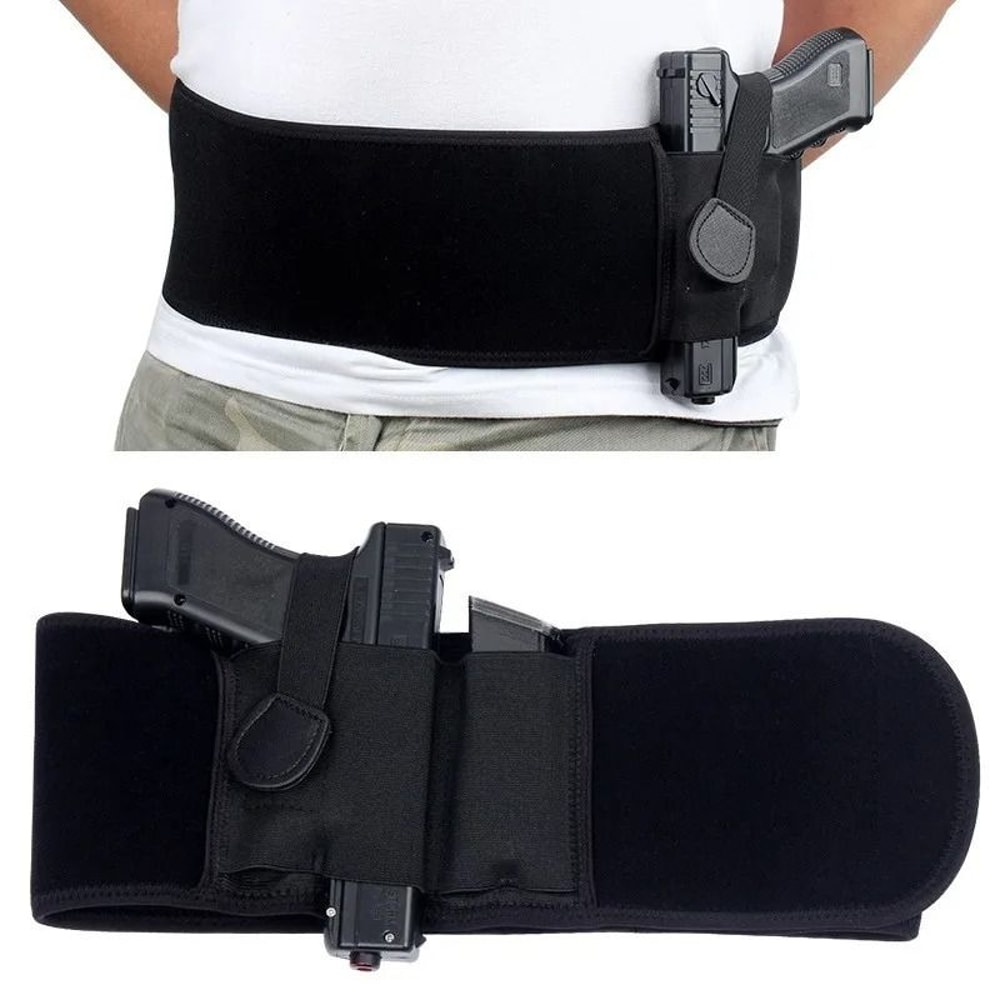Tactical Pistol Holster Right Hand Elastic Belt Band Concealed Carry Waistband Holster 2