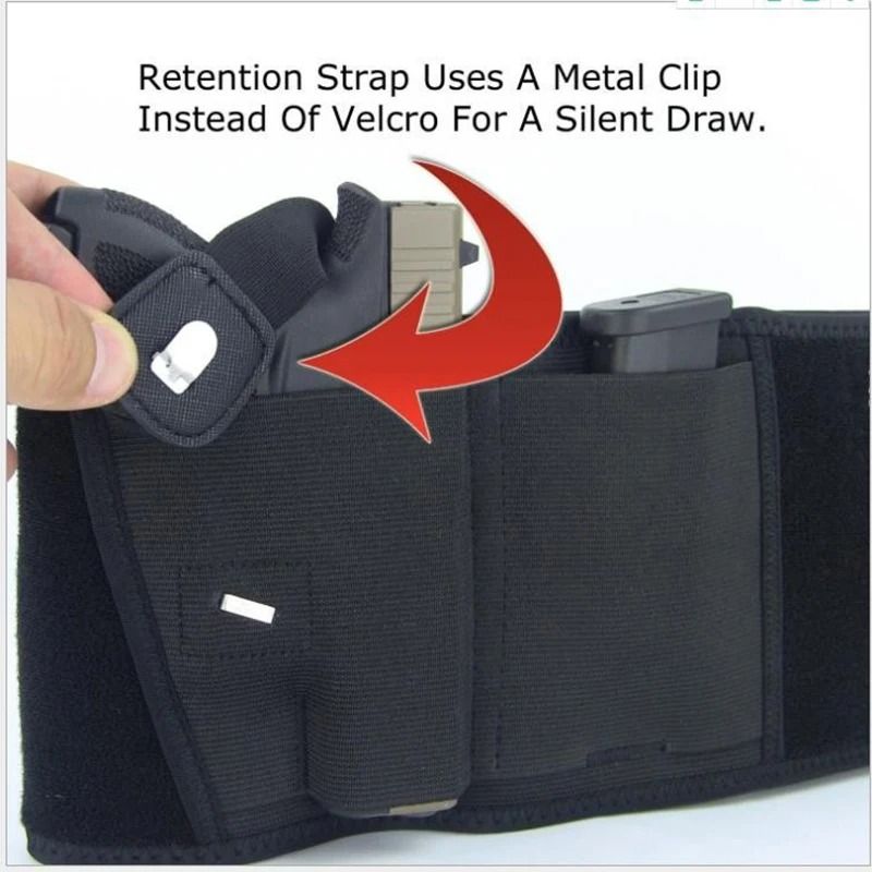 Tactical Pistol Holster Right Hand Elastic Belt Band Concealed Carry Waistband Holster 5