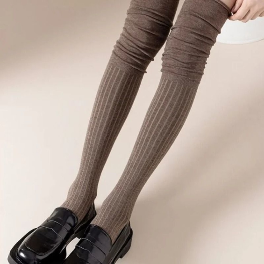 Knee High Socks Thin Long Stacked Socks Womens High Elastic Stockings 0
