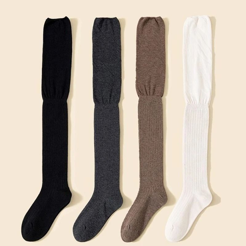 Knee High Socks Thin Long Stacked Socks Womens High Elastic Stockings 4