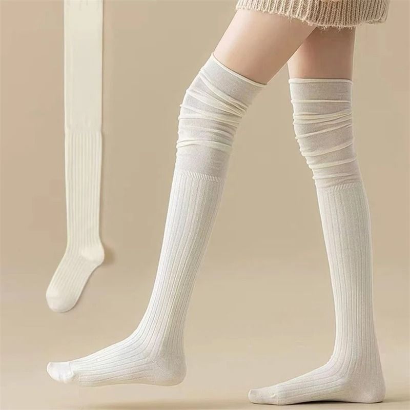 Knee High Socks Thin Long Stacked Socks Womens High Elastic Stockings 5