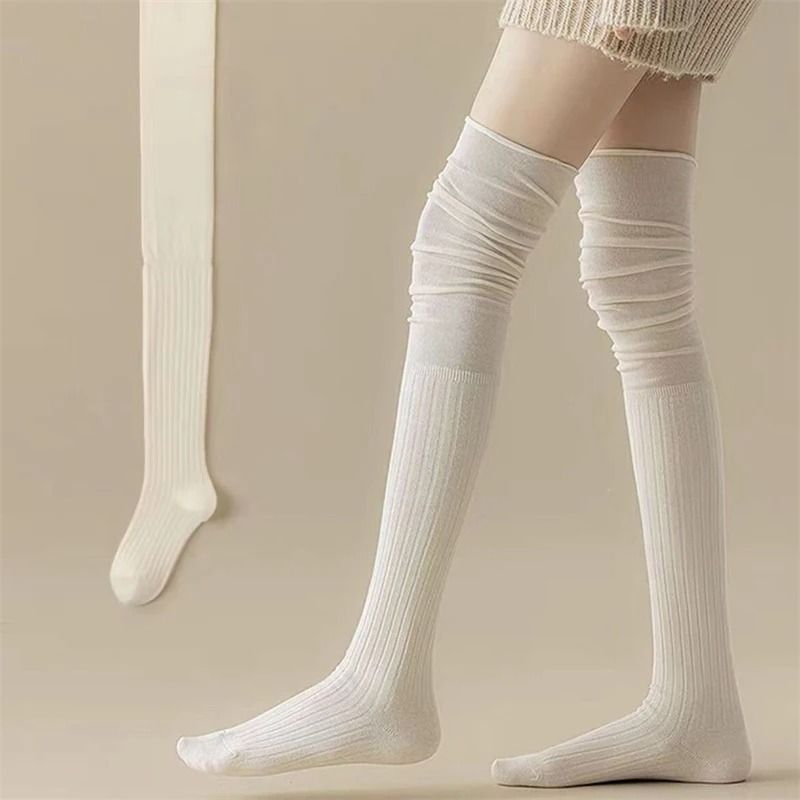Knee High Socks Thin Long Stacked Socks Womens High Elastic Stockings 7